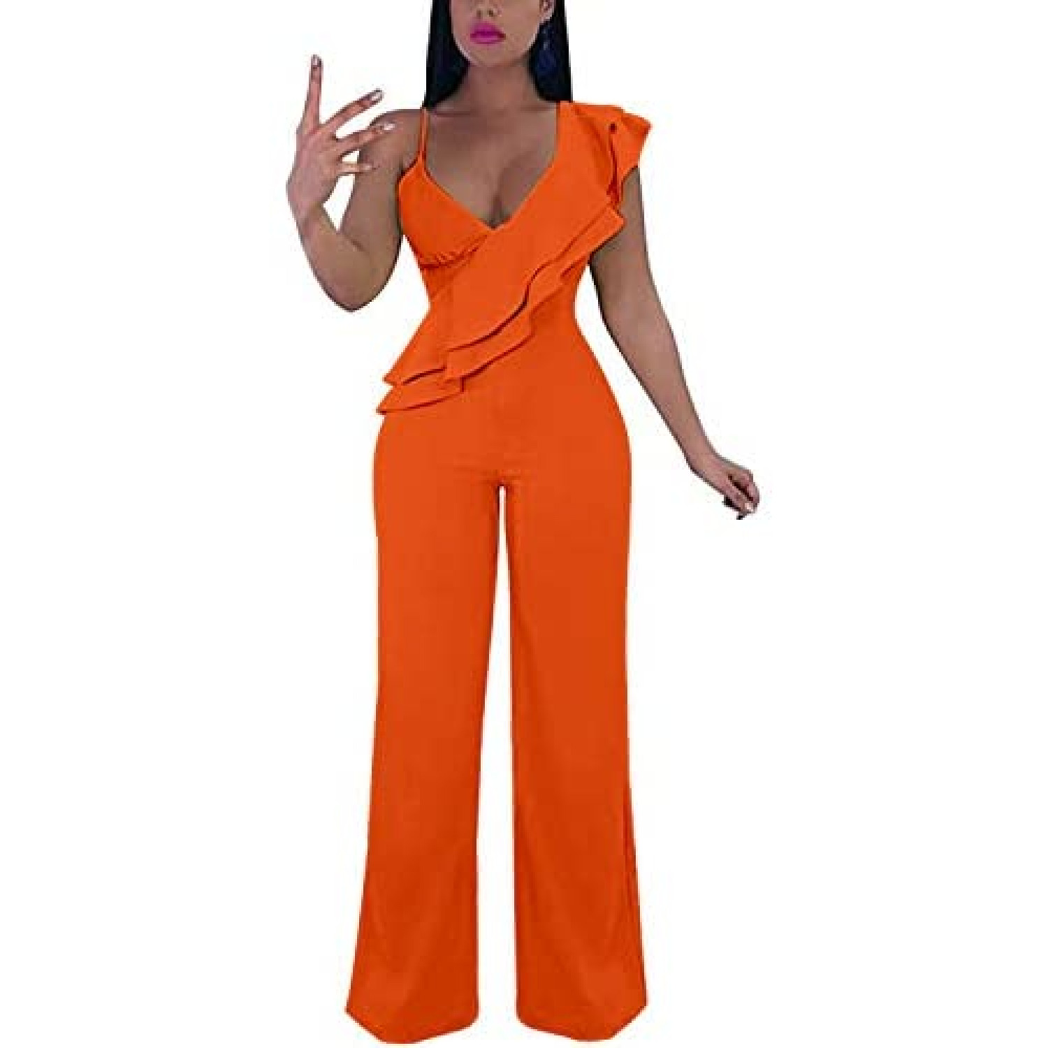 orange all in one jumpsuit