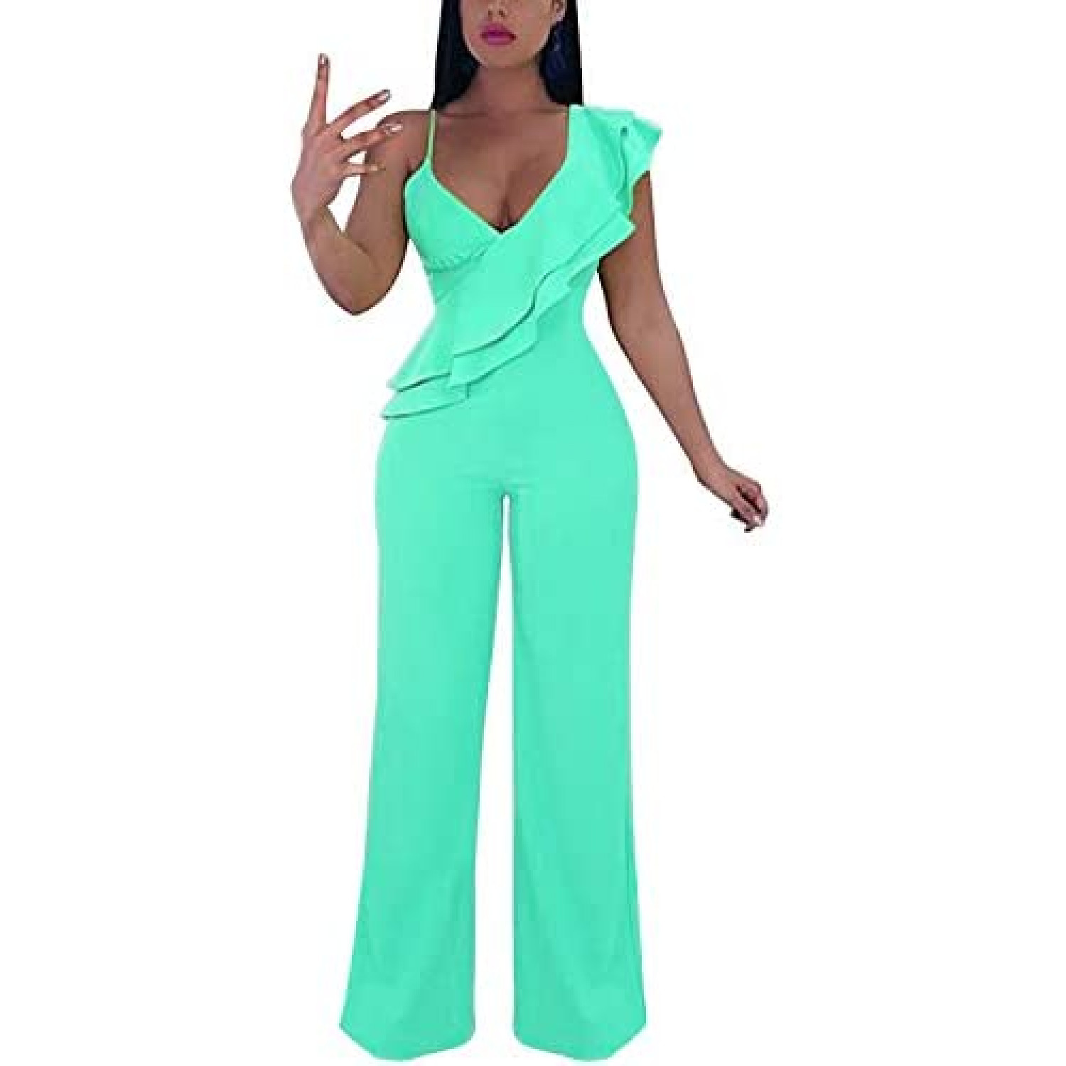 mint green jumpsuit